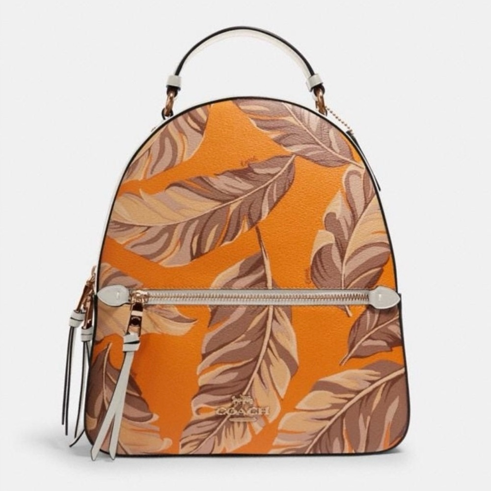 Coach Orange Leaf Print Women's Backpack